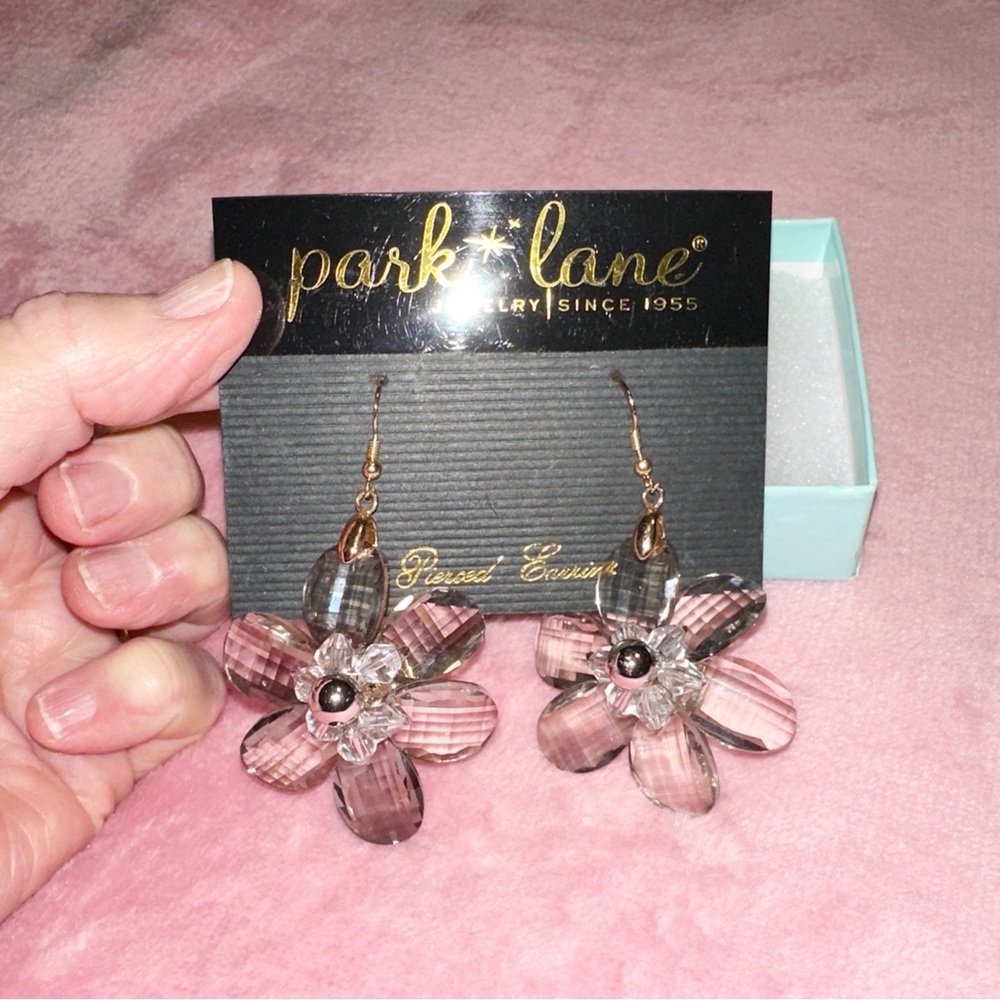 Park Lane Large Crystal Floral Earrings with Gold/Silver Centers (BLITZEN) NIB